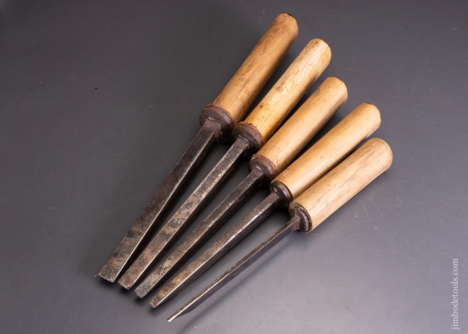 Set of 5 Pig Sticker Mortise Chisels by MOTTRAM 1825-71 -  96097
