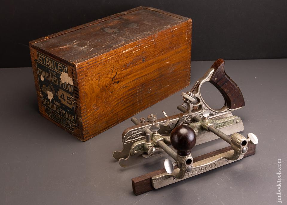 Very fine STANLEY N0. 45 Combination Plow Plane in its Original Chestnut Box 100% Complete - 96105