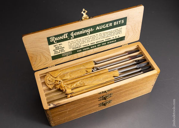 Mint in Box Unused Complete Set of 13 RUSSELL JENNINGS Auger Bits in Original Three Tiered Box - 96138