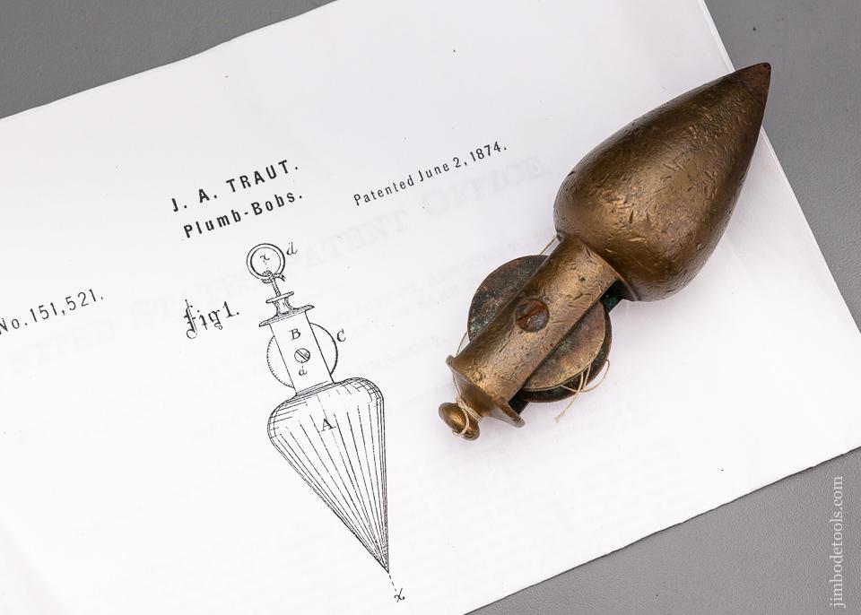 TRAUT PATENT 1874 STANLEY No. 2 Plumb Bob with Reel Feature - 96251