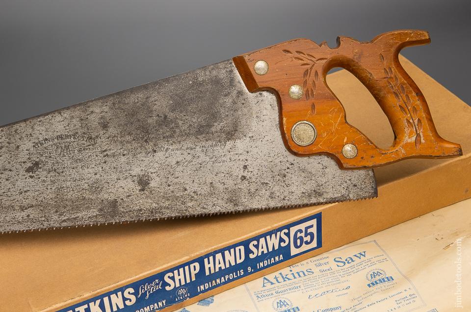 Fine ATKINS  No. 65 Hand Saw in its Original Box - 96262
