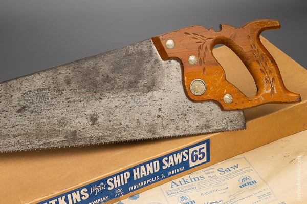Fine ATKINS  No. 65 Hand Saw in its Original Box - 96262