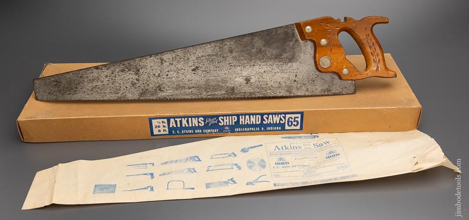 Fine ATKINS  No. 65 Hand Saw in its Original Box - 96262
