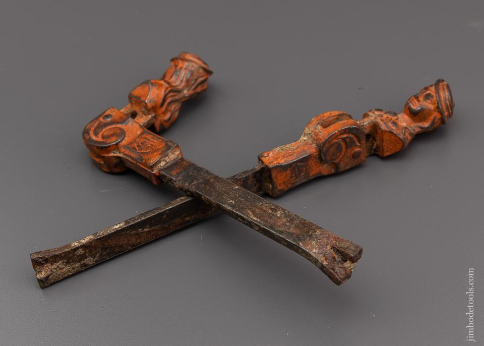 Early Figural Cast Iron Shutter Dogs - 96348