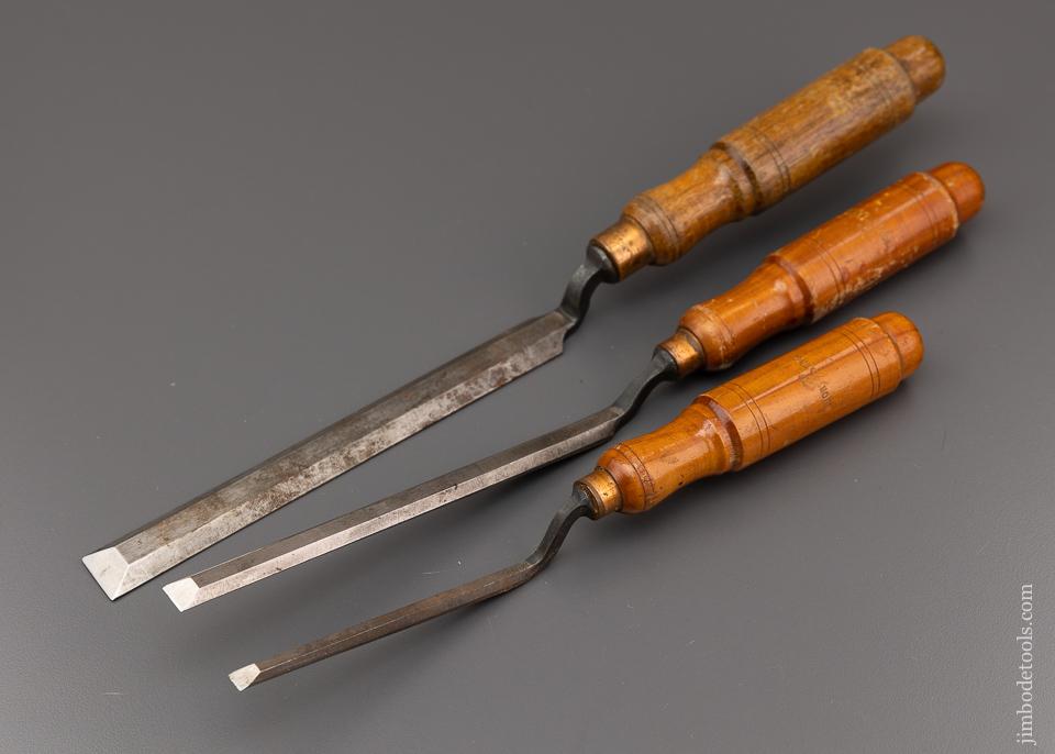 3 Fine BUCK BROS. Pattern Maker’s Crank Neck Paring Chisels - 96416