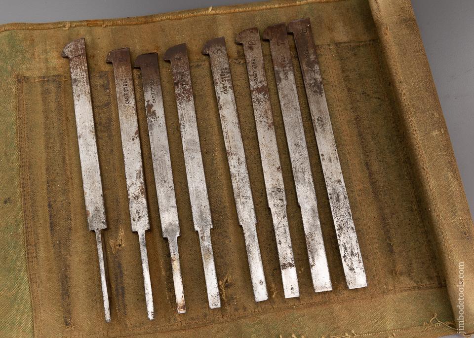 Fine Graduated Set of 8 Plow Plane Irons in Roll - 96435
