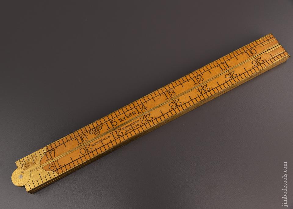 Mint STANLEY No. 66 3/4 Full Bound Boxwood & Brass Folding Rule - 96441