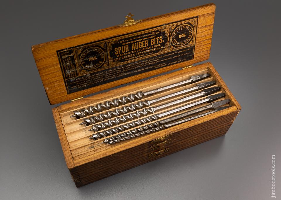 Very Fine Early Complete Set of 13 RUSSELL JENNINGS Auger Bits in Original Three Tiered Box - 96456