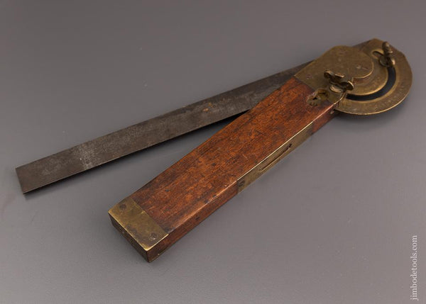 FISHER PAT. JUNE 23rd 1868 Rosewood & Brass Bevel, Level & Protractor by DISSTON & MORSS - 96494