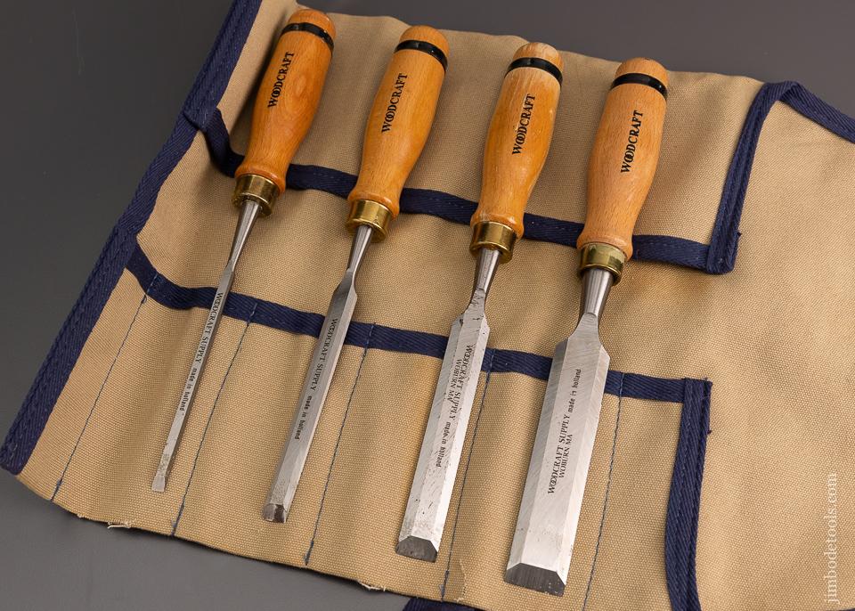 Near Mint Set of 4 WOODCRAFT Beveled Bench Chisels - 96944
