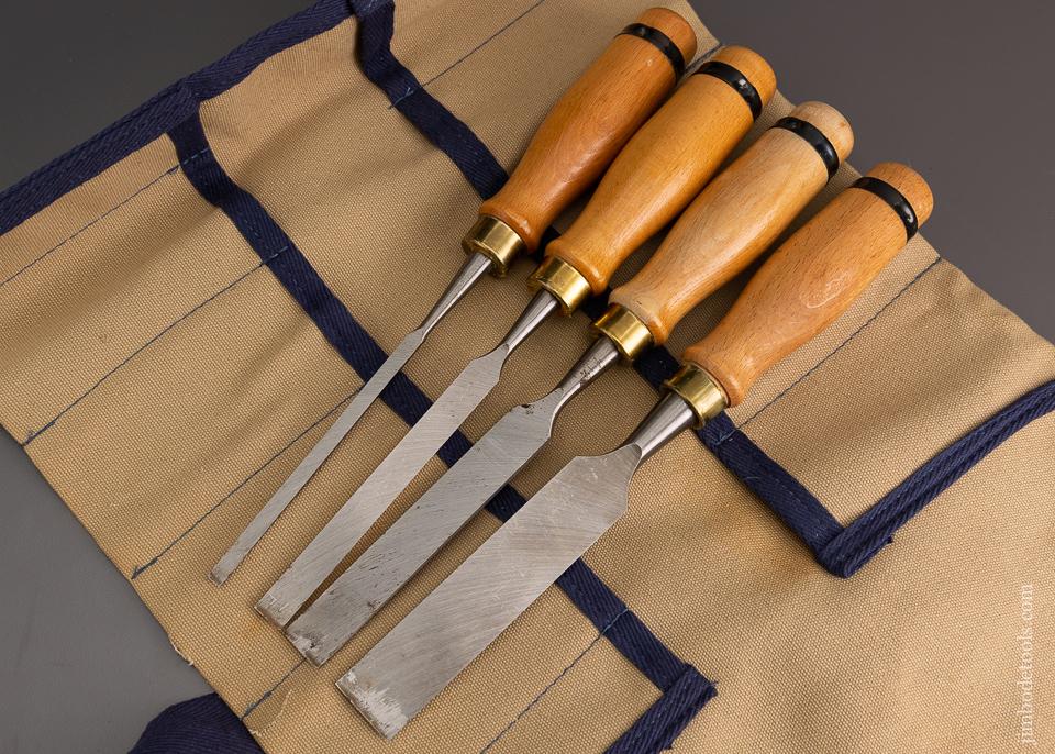 Near Mint Set of 4 WOODCRAFT Beveled Bench Chisels - 96944