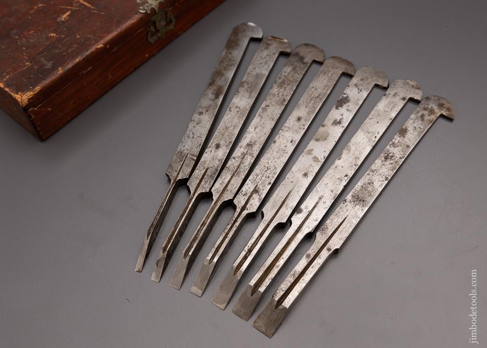 Excellent Graduated Set of 7 IBBOTSON Plow Plane Irons 1-7 Fine - 96957