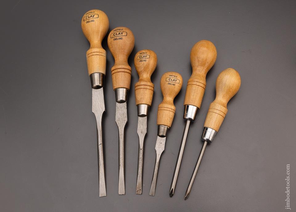 Excellent Set of 6 English Cabinet Maker’s Screwdrivers including Phillips 6 1/2 - 11 1/2 inch - 96992