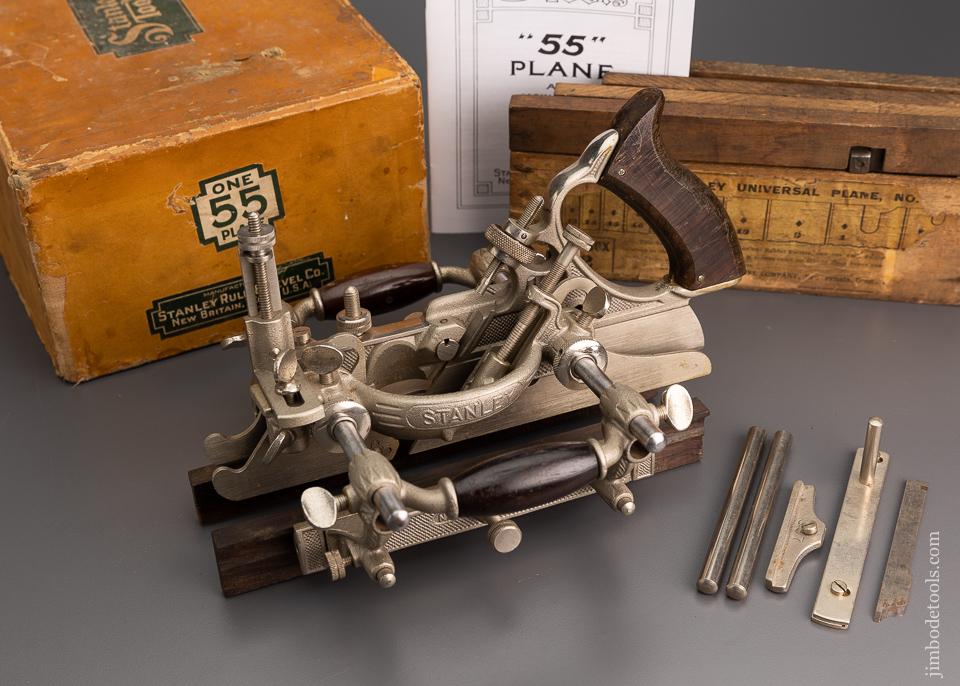 Very Fine STANLEY No. 55 Combination Plow Plane 100% Complete in Original box - 97032
