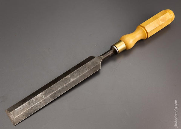 Unmarked Long, Thin Paring Chisel with Octagonal Boxwood Handle 1 1/4 x 14 1/4 - 97046