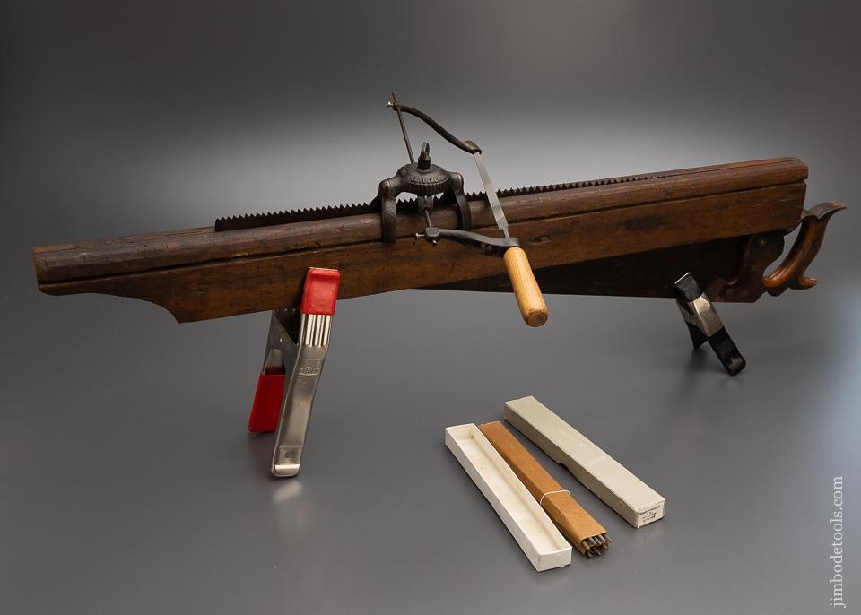 Fancy 1876 PATENT Saw Filing Vise with Guide and Box of Files - 97084