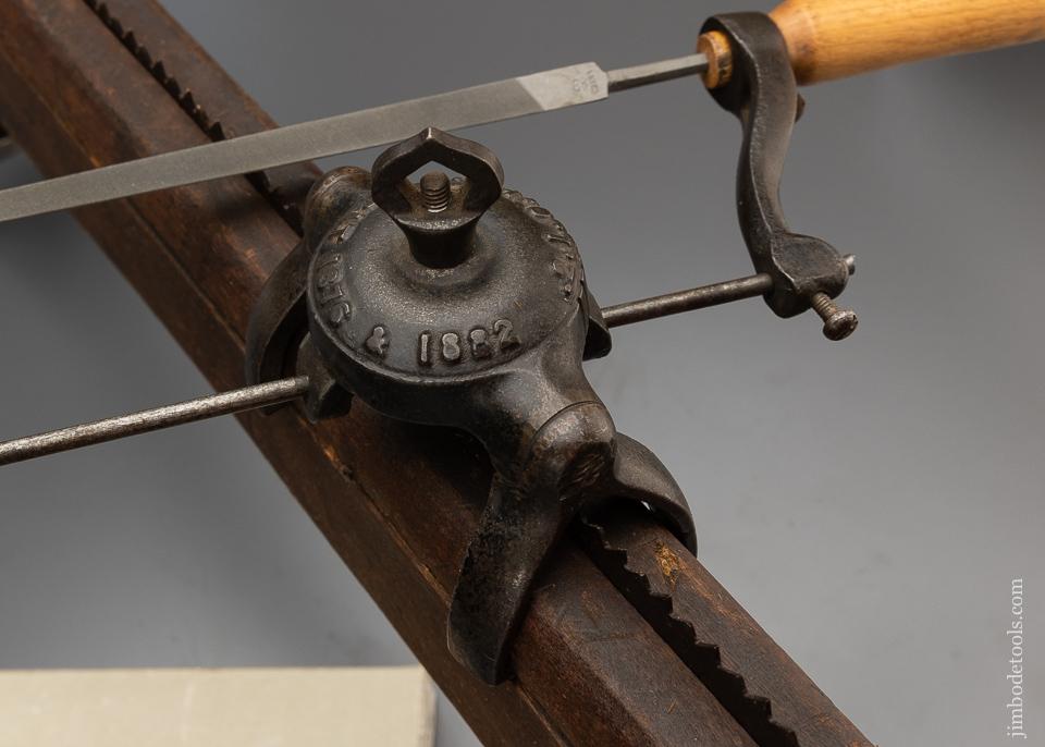 Fancy 1876 PATENT Saw Filing Vise with Guide and Box of Files - 97084