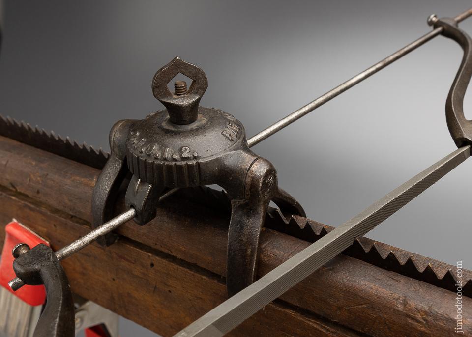 Fancy 1876 PATENT Saw Filing Vise with Guide and Box of Files - 97084