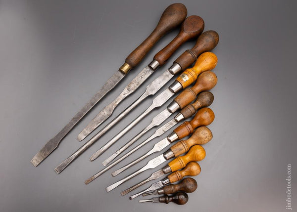 Huge Set of 12 Cabinet Maker’s Screwdrivers All by CLAY - 97162