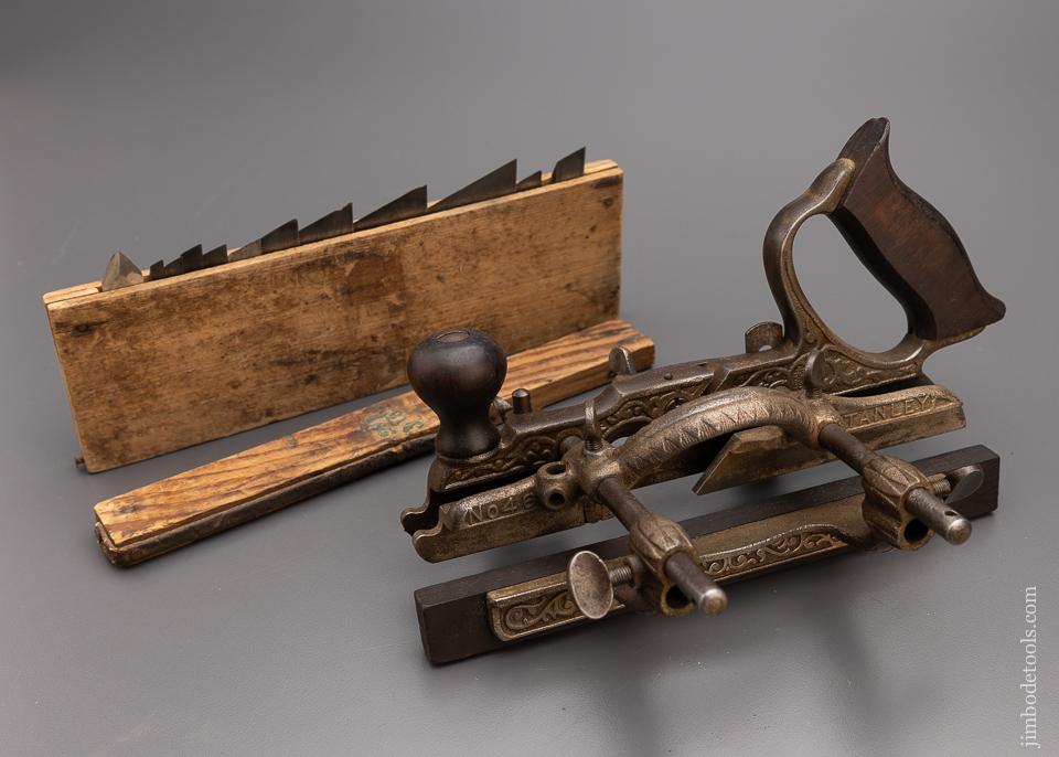 Good user STANLEY No. 46 Skew Plow Plane with 11 Cutters and 2 Stops - 97181