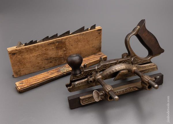 Good user STANLEY No. 46 Skew Plow Plane with 11 Cutters and 2 Stops - 97181