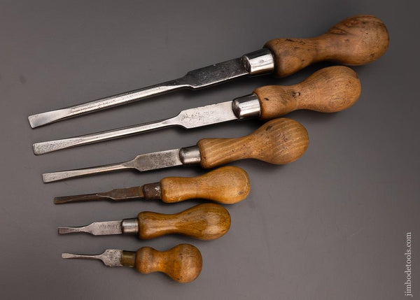 Set of 6 Cabinet Maker’s Screwdrivers by COLONEL 4 inch to 13 inches long - 97193