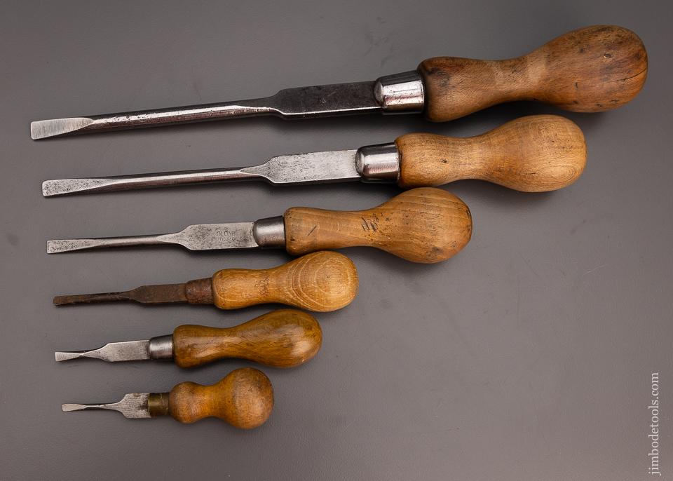 Set of 6 Cabinet Maker’s Screwdrivers by COLONEL 4 inch to 13 inches long - 97193