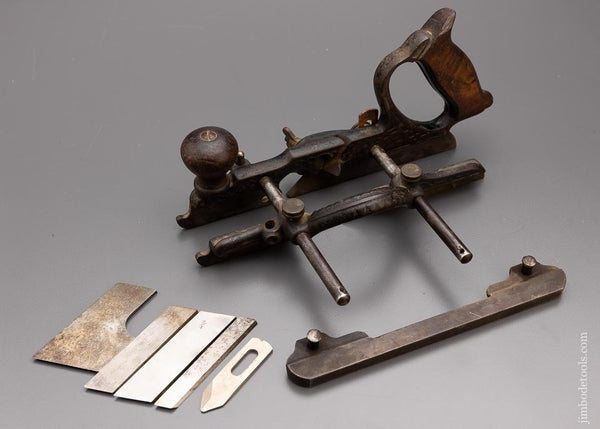 Good user STANLEY No. 46 Skew Plow Plane with 5 Cutters and 2 Stops - 97228