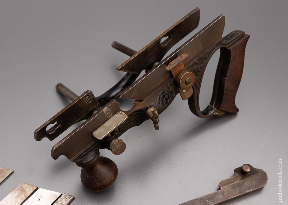 Good user STANLEY No. 46 Skew Plow Plane with 5 Cutters and 2 Stops - 97228