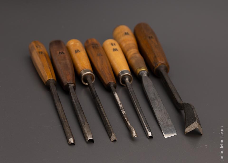 Set of 7 Excellent Carving Chisels by H. TAYLOR - 97241
