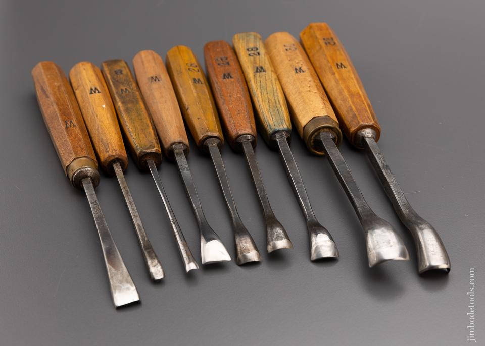 Set of 9 Excellent Carving Chisels by MAIERS - 97249