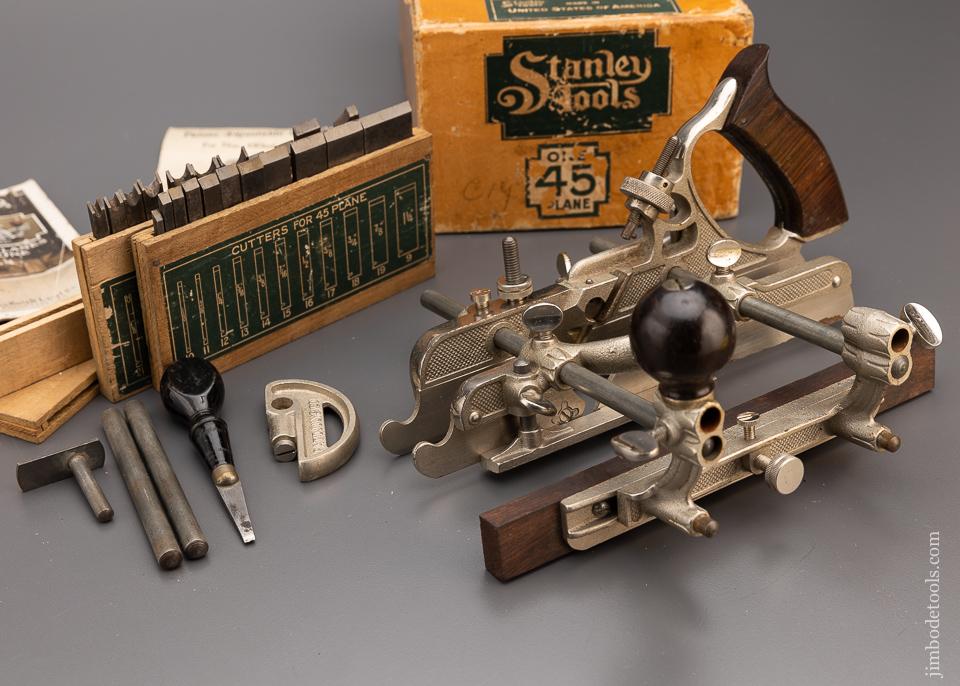 Fantastic STANLEY 45 Combination Plow Plane Near Mint in Box 100% Complete -  97260