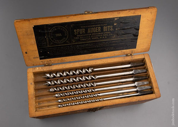 Extra Fine Complete Set of 13 RUSSELL JENNINGS Auger Bits in Original Three Tiered Box - 97268