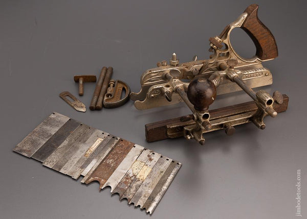 Good User STANLEY No. 45 Combination Plow Plane with 18 Cutters and 3 Stops - 97297
