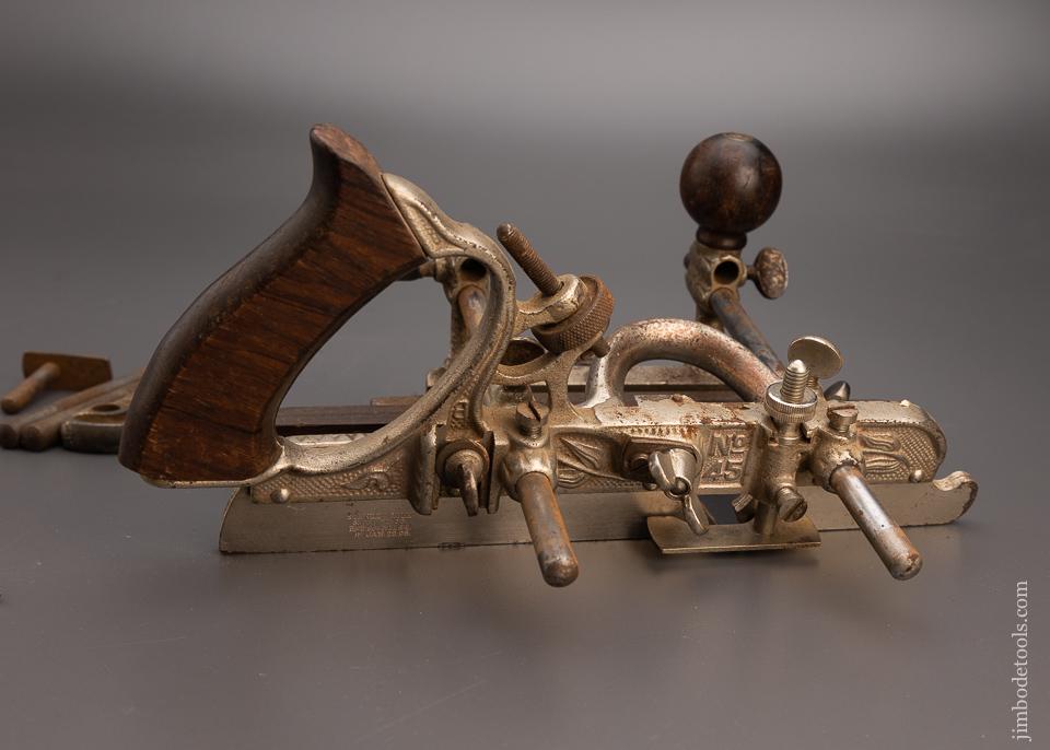 Good User STANLEY No. 45 Combination Plow Plane with 18 Cutters and 3 Stops - 97297