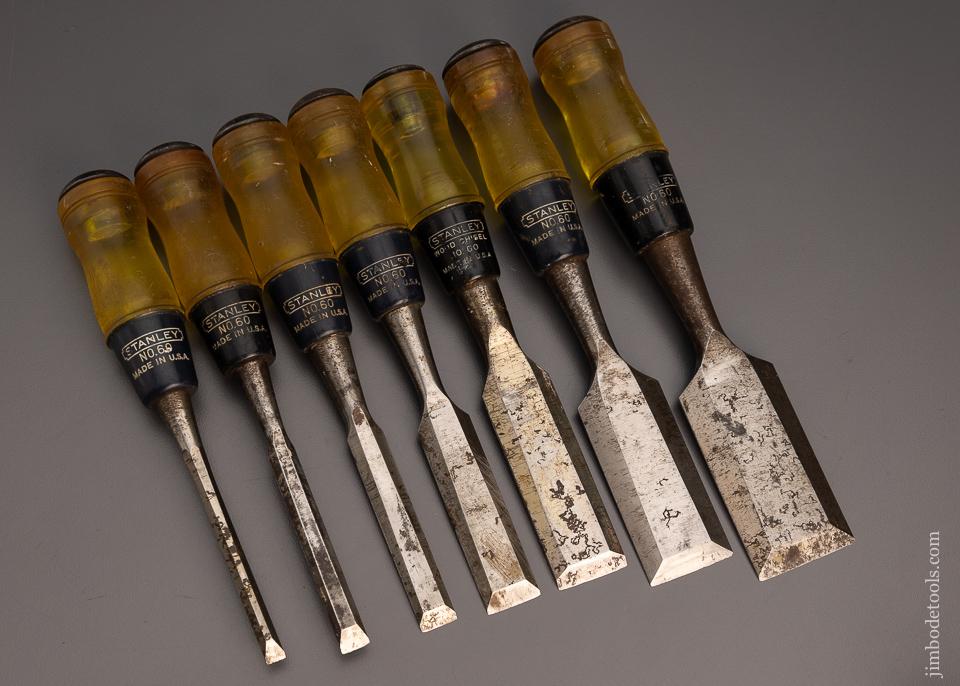 Fine Set of 7 STANLEY No. 60 Chisels - 97356