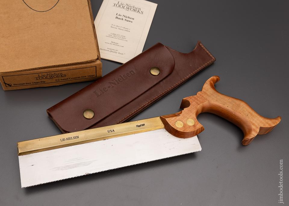 Mint LIENIELSEN 9 Inch Brass Back Dovetail Saw with Sheath - 97398