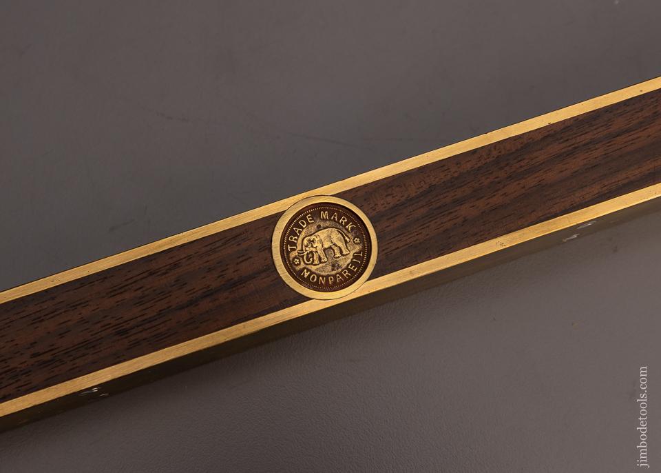Stunning Rosewood and Brass 12 inch Level with Inlaid Medallion by TYZACK - 97729