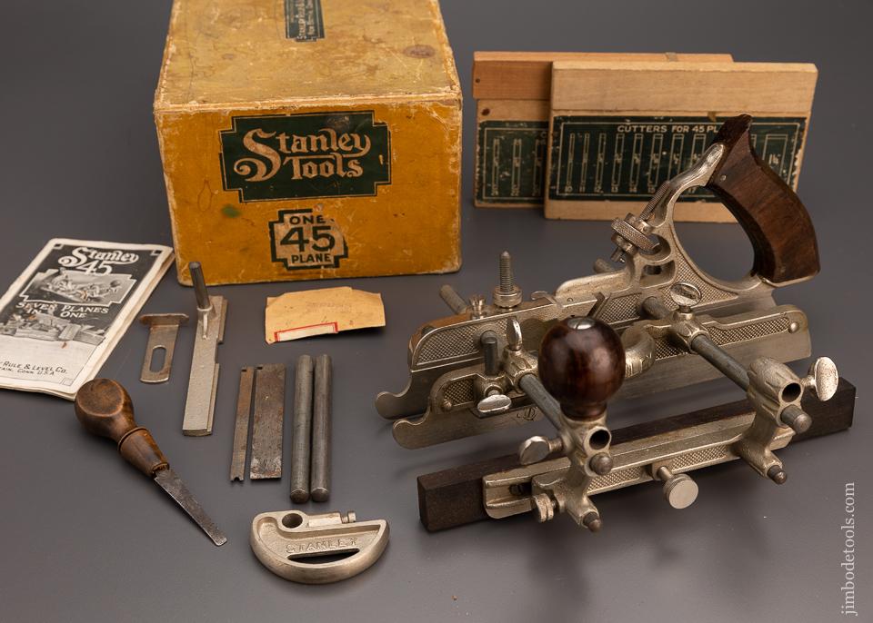Fine STANLEY No. 45 Combination Plane 100% Complete in Original Box - 97798