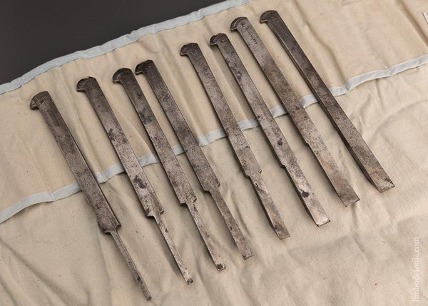 Fine Set of 8 JAMES HOWARTH Plow Plane Irons - 97852