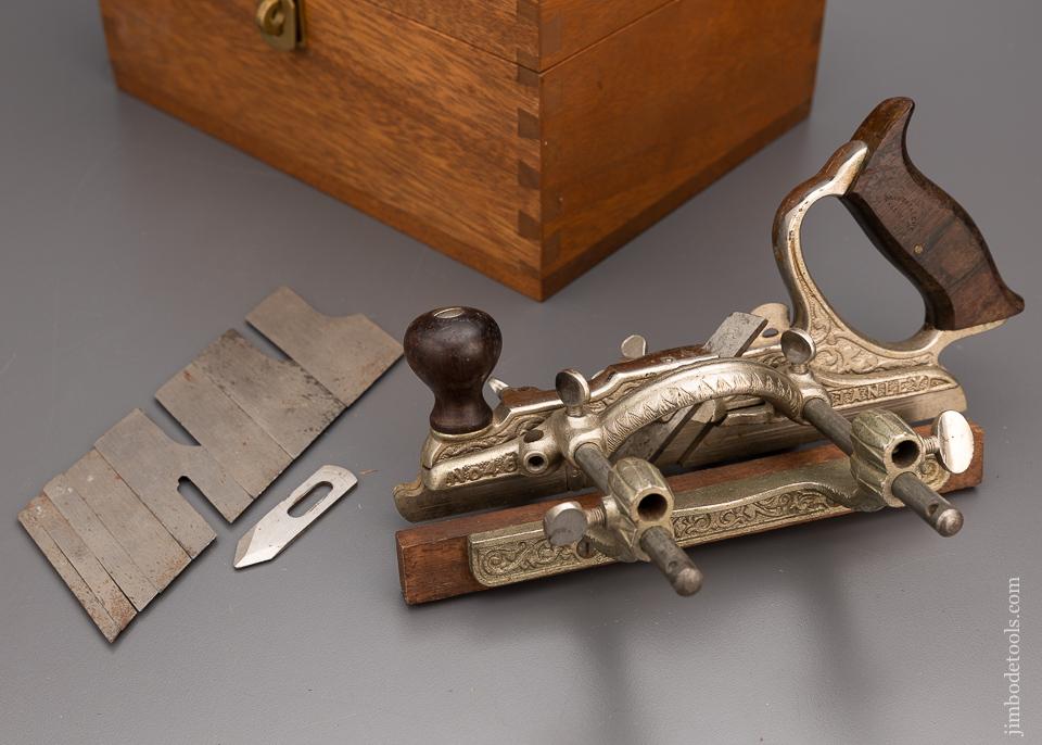 Fine STANLEY No. 46 Skew Plow Plane with 10 Cutters Custom Box - 97994