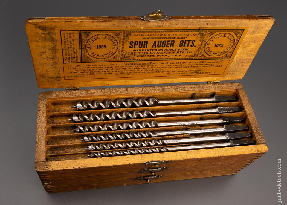 Complete Set of 13 RUSSELL JENNINGS Auger Bits in Original Three Tiered Box Fine - 98127