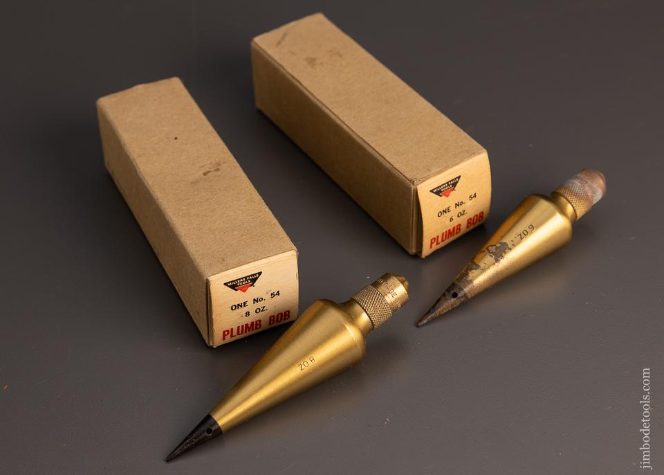 Two Mint in Box MILLERS FALLS No. 54 Plumb Bobs 6 oz. & 8 oz. - 98209
