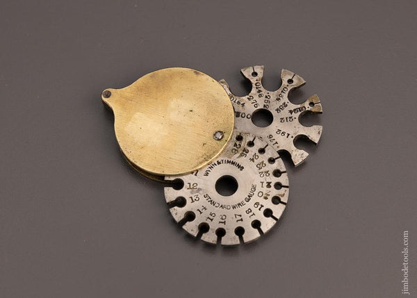 Remarkable Pocket Wire Gauge Folding Brass & Steel WINN & TIMMINS - 98234