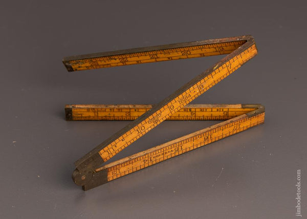 Fine STANLEY No. 84 Brass Bound Boxwood Rule No Alignment Pins - 98263