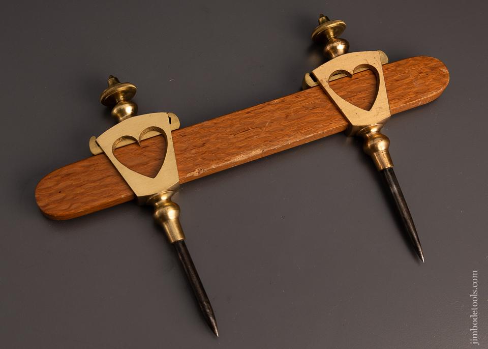 Lovely Ornate Brass Trammel Points with Heart Cut-outs 6 1/4 Inch - 98340
