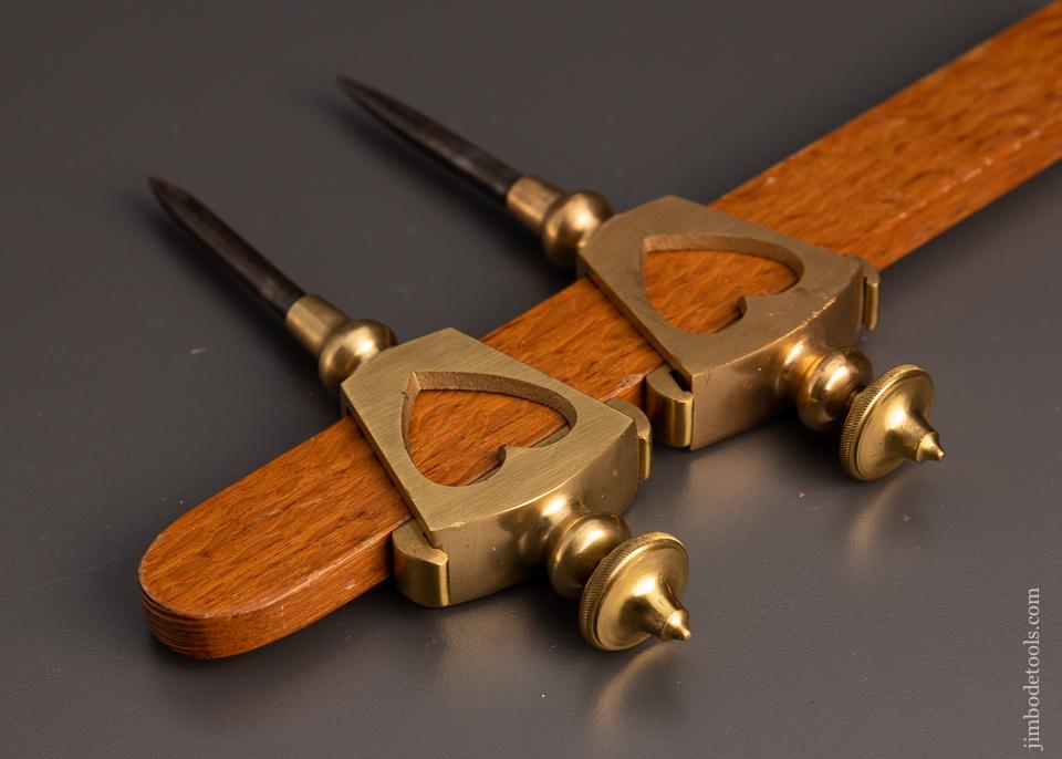 Lovely Ornate Brass Trammel Points with Heart Cut-outs 6 1/4 Inch - 98340