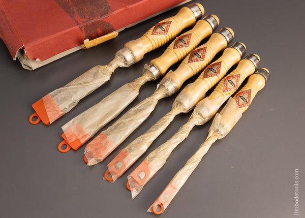 BRACHT Mint Set of 6 Cabinet Maker’s Bevel Edge Chisels Mint in Box - 98357