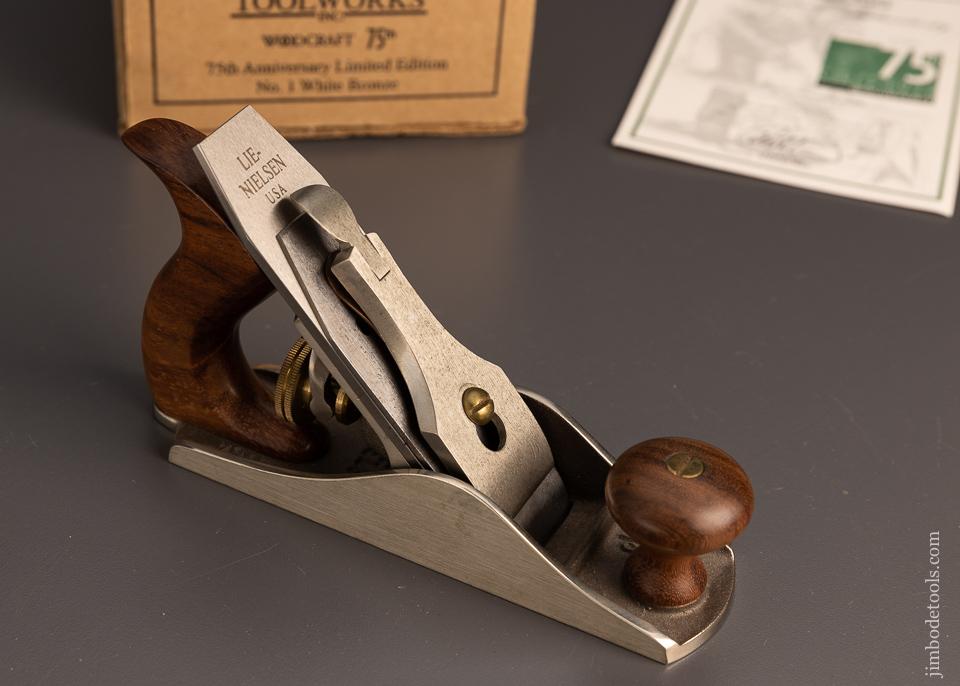 Rare White Bronze Limited Edition LIE NIELSEN No. 1 Smooth Plane with Rosewood Handles Mint in Box - 98407