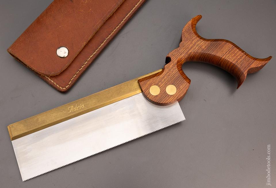 Near Mint 8 Inch ADRIA Brass Back Dovetail Saw with Leather Sheath - 98546